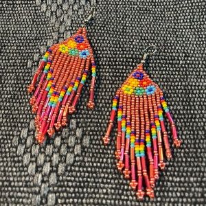 Mexican”Huichhol” beaded earrings